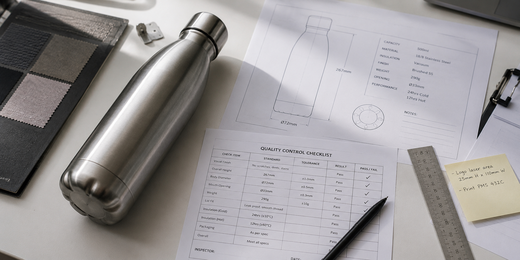 Physical product sample reviewed against approved specification